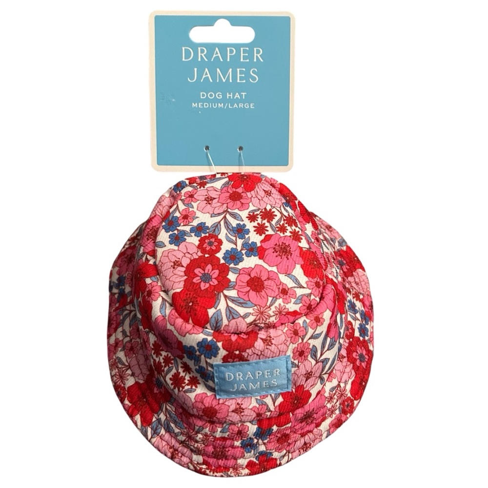 NWT Draper James Red Floral Dog Bucket Hat - Size M/L